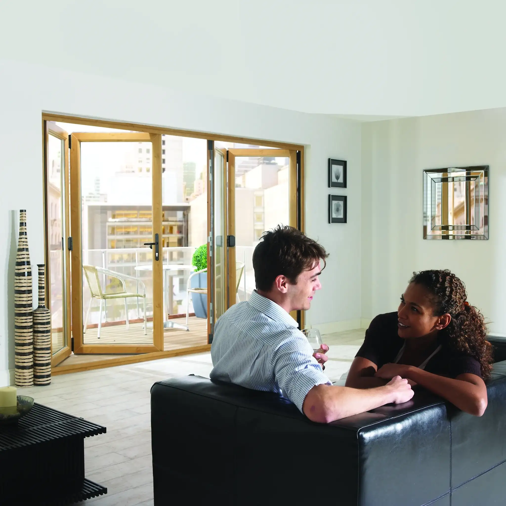 Aspect Oak uPVC Bi-fold Door 4-pane - Interior View
